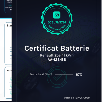 Certificat batterie Zoe